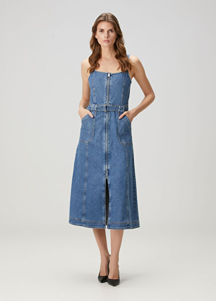 Manson Mavi Midi Denim Elbise