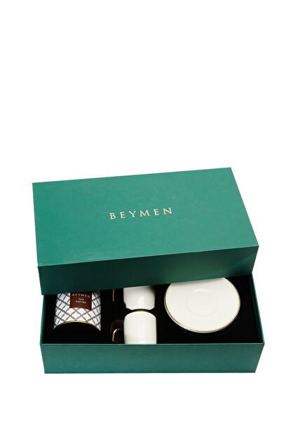 Ekru Gold 2li Porselen Türk Kahvesi Fincan Seti