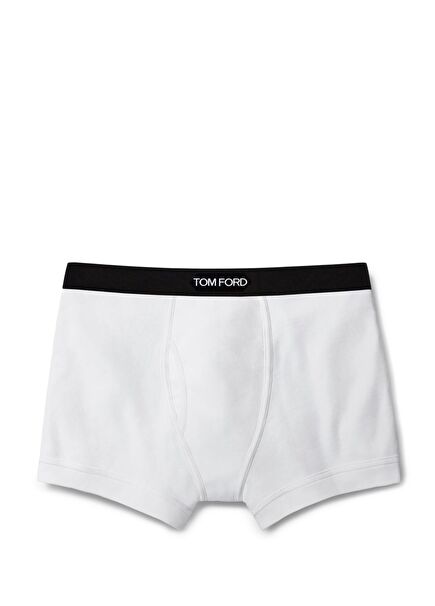 Beyaz Logo Bantlı Boxer