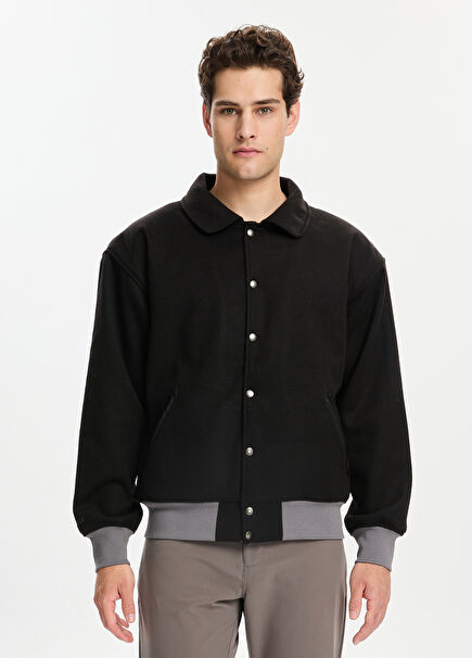 Black Men's College Jacket