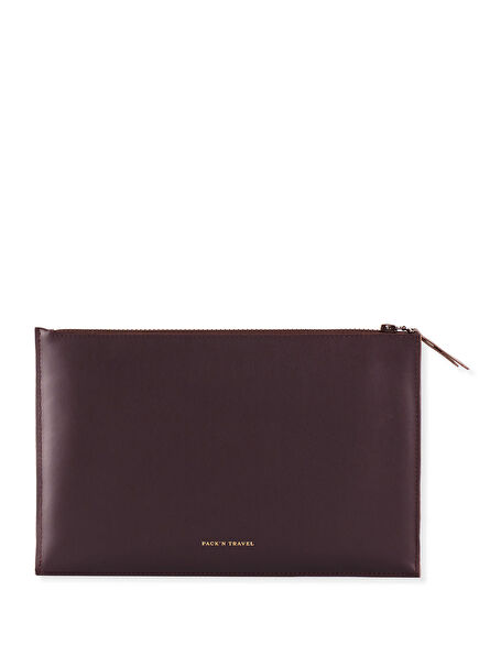 Plum Leather Women's Clutch Handbag