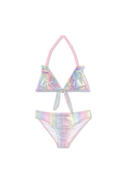 Multicolored Girls Triangle Bikini Set