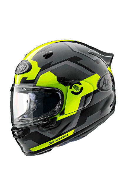 Quantic Face Fluor Yellow Closed Motorcycle Helmet