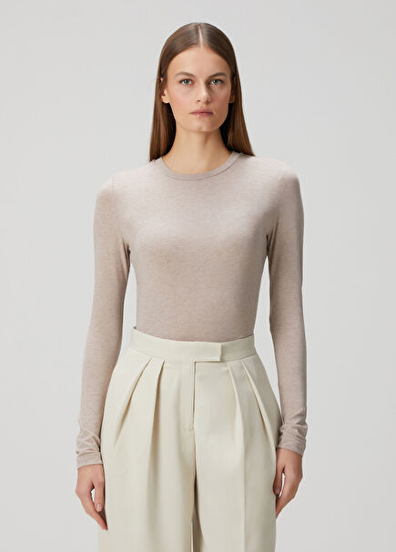 Beige Long Sleeve T-Shirt