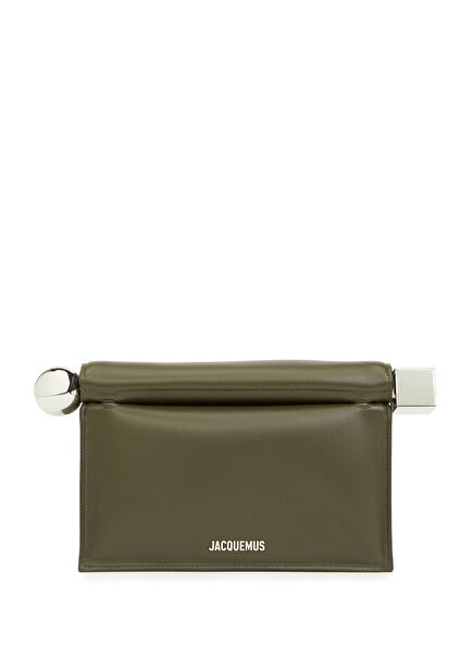 The Rond Carré Koyu Haki Kadın Deri El Portföyü