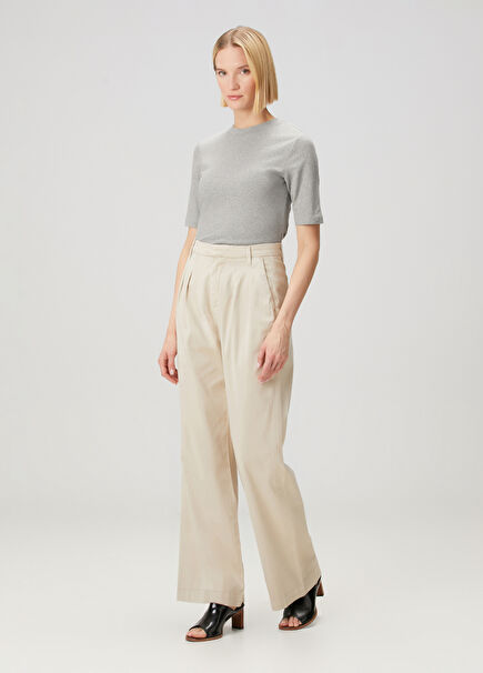 Beige Pleated Chinos