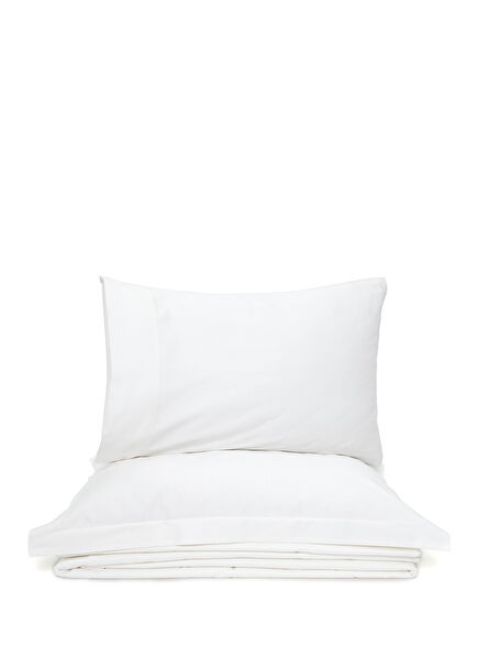 Flen Krem Organik Pamuk Battal Boy Çift Kişilik Nevresim Takımı 240x220 cm