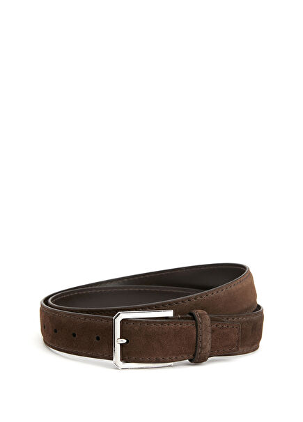 Dark Brown Men's Suede Belt