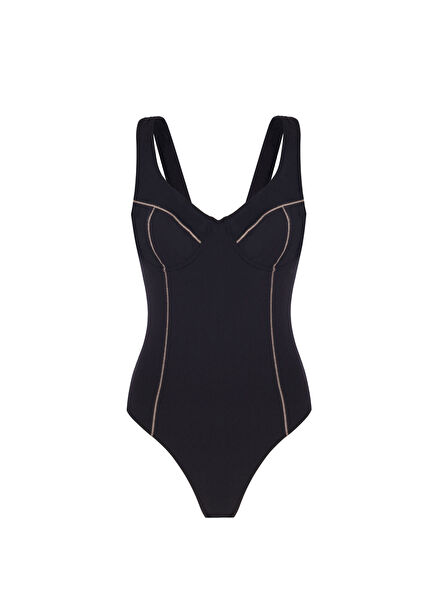 Eyes On You Charcoal Kalın Askılı Kadın Bodysuit