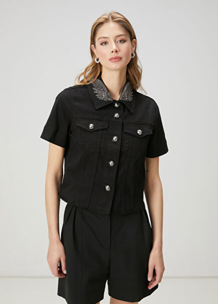 Black Embellished Denim Jacket