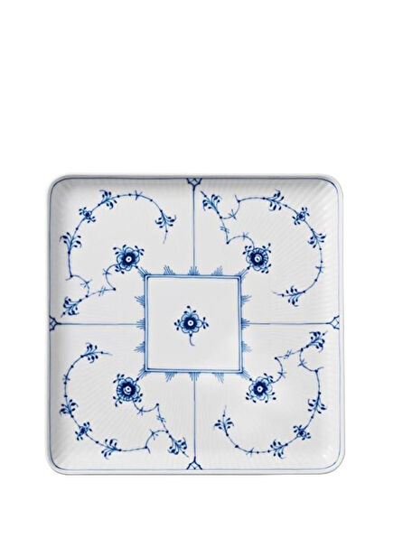 Blue Fluted Plain Porcelain Dessert Plate 20 cm