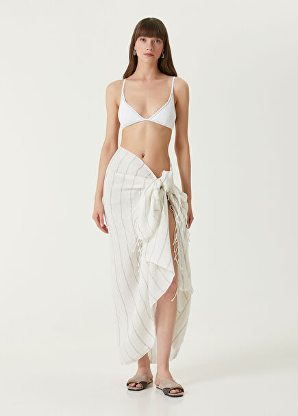 White Grey Linen Pareo