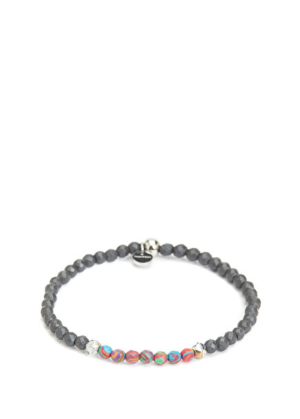 Grey Stone Beaded Men's Bracelet