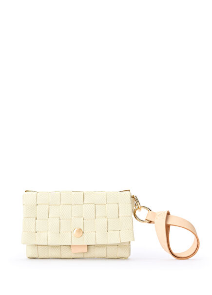 Krem Sepet Örgü Deri Kadın Cüzdan