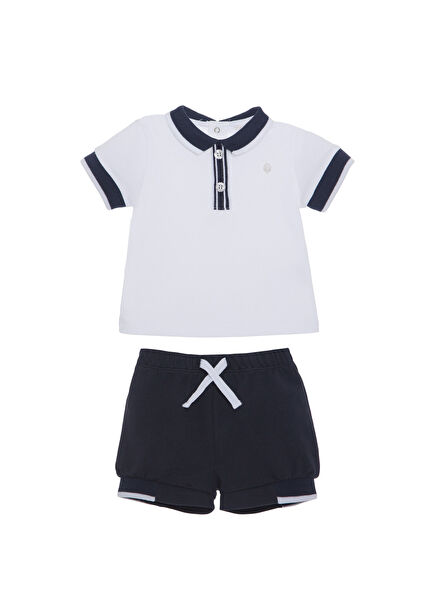 Navy Blue Short Sleeve T-shirt and Shorts Baby Girl Set of 2