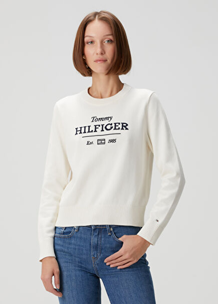 Ivory Logo Embroidered Sweater