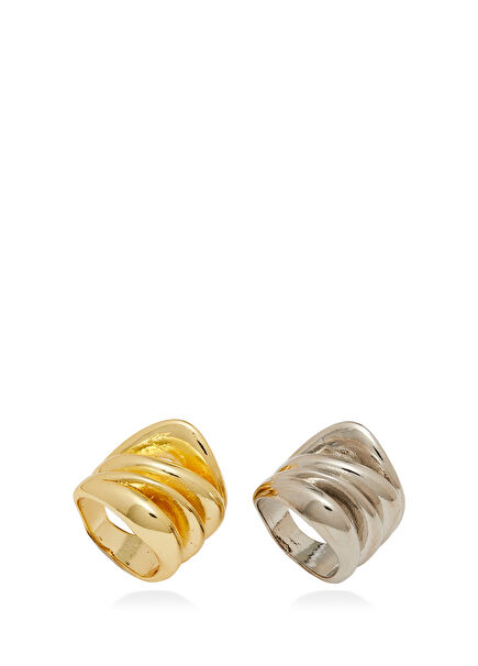 Gold Silver Women's Set Of 2 Ring