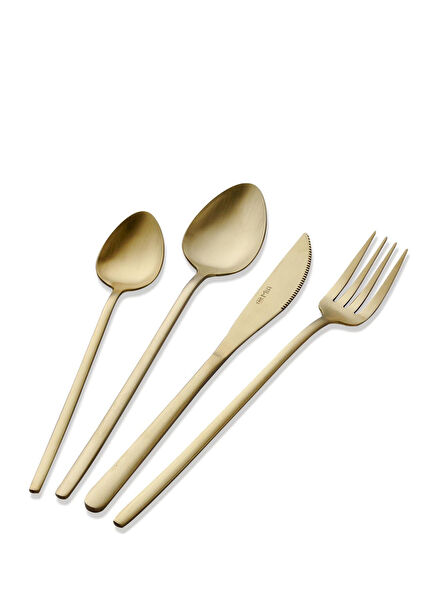 Giallo Matte Gold Steel 24 Piece Cutlery Set for 6 People