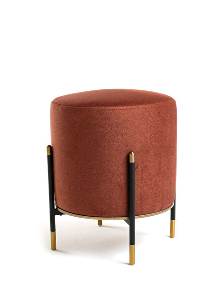 Kirit Tile Color Black Gold Metal Standing Pouf