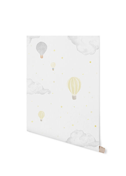 Hot Air Yellow Balloons Çocuk Odası Duvar Kağıdı 400 x 265 cm