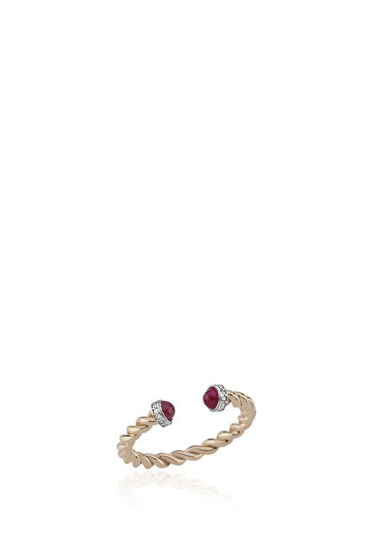 Gem Ruby Diamond-Encrusted 14 Karat Women's Gold Ring