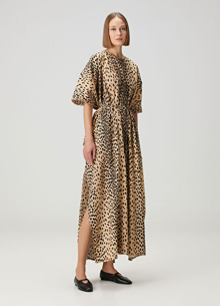 Lee's Bej Desenli Kaftan Elbise