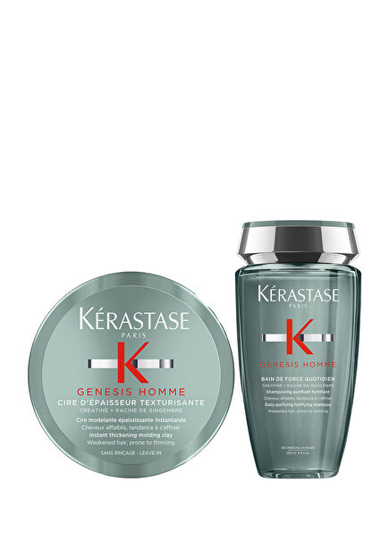Genesis Homme Erkekler İçin Yoğunlaştırıcı Şampuan 250 ml + Wax 75 ml 2'li Saç Bakım Seti