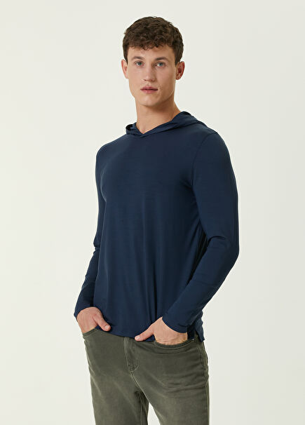 Navy Blue Hooded Sweatshirt