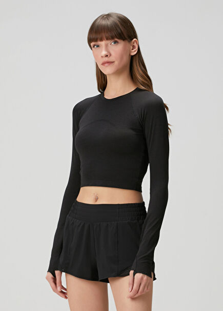 Swiftly Tech Black Long Sleeve Crop T-Shirt