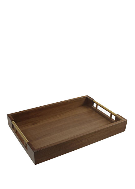 Natura Akasya Gold Metal Kulplu Tepsi