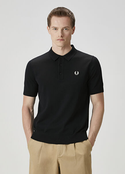 Regular Fit Black Polo Knitted T-Shirt