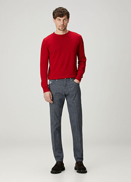 Kahverengi Keten Jean Pantolon