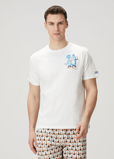 Portofino Blue White Printed T-Shirt