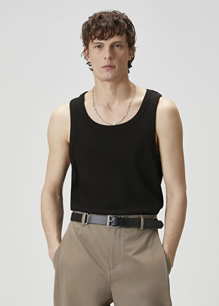 Black Ribbed Tank Top