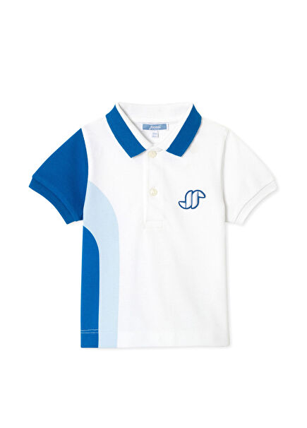 Beyaz Pamuklu Pike Polo Yaka Erkek Bebek T-Shirt