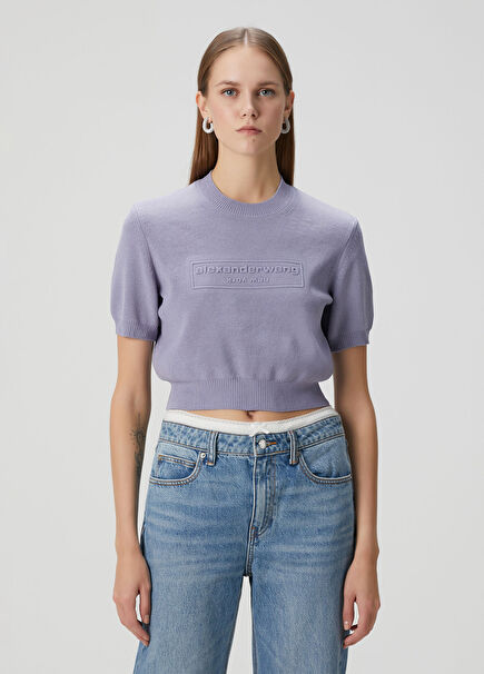 Lilac Logo Detailed T-Shirt