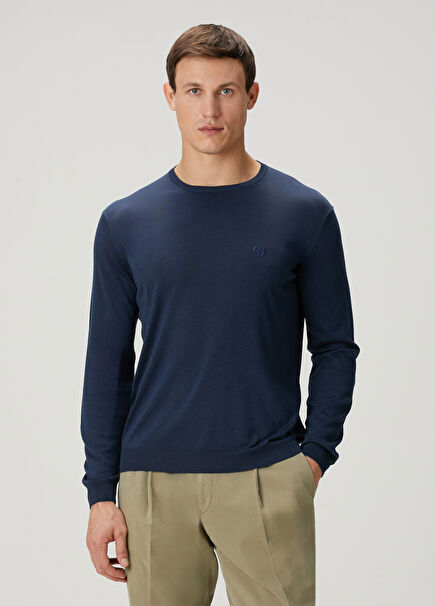 Koyu Mavi İpek Kazak