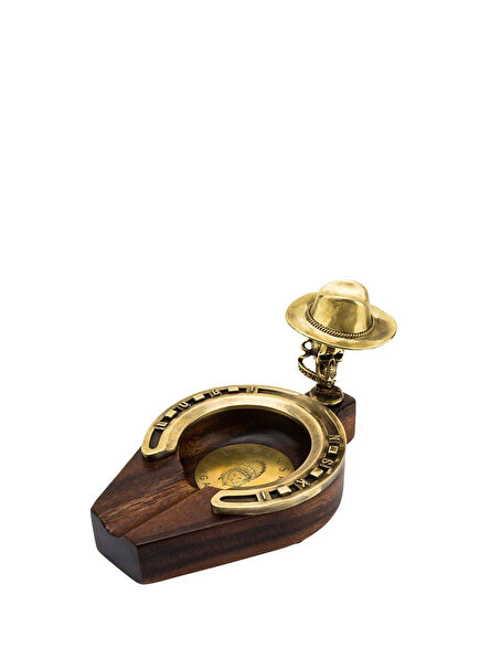 Special Edition Horse Shoe Hat Metal Wooden Cigar Ashtray