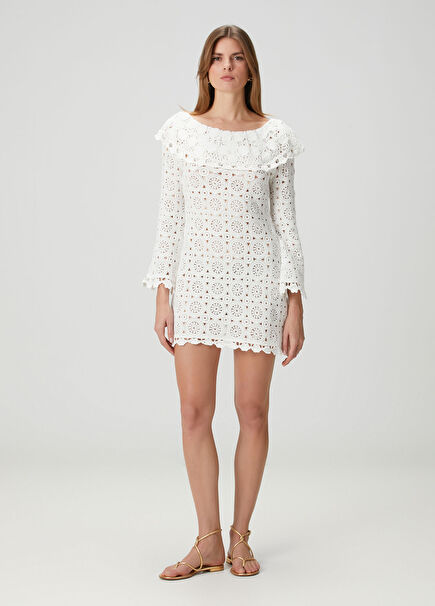 Envalira Beyaz Mini Elbise