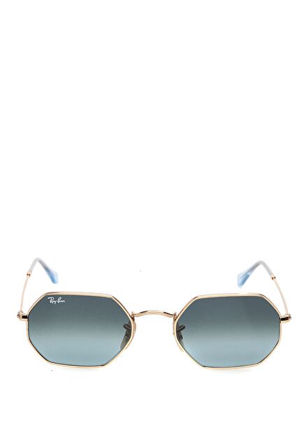 Octagonal Gold Blue Unisex Güneş Gözlüğü