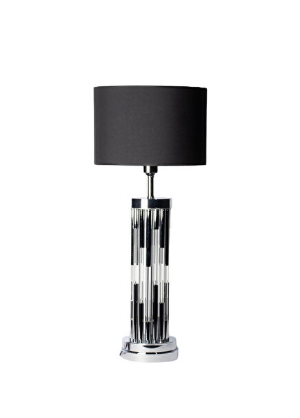 Silver Bar Detailed Lampshade with Black Glass Head