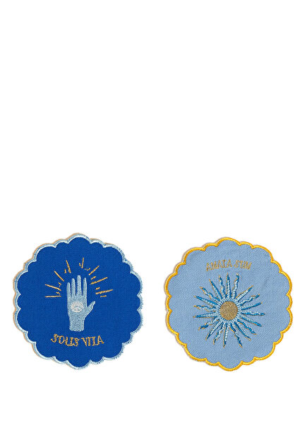 Nilüfer Dijital Baskılı Overloklu Nakışlı Pamuk 2'li Bardak Altlığı