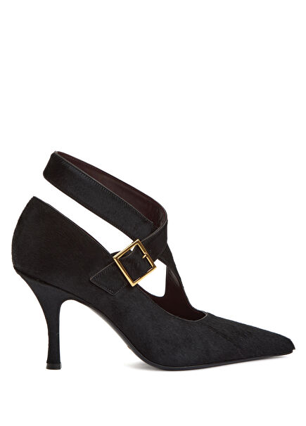 Sloan Siyah Deri Topuklu Ayakkabı