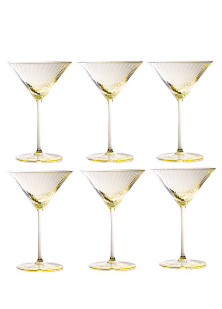 Limon Sarısı 6'lı Kristal Martini Bardağı