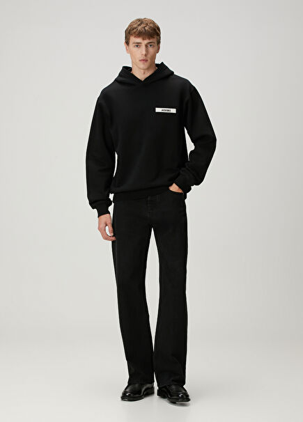 De-Nimes Droit Siyah Jean Pantolon