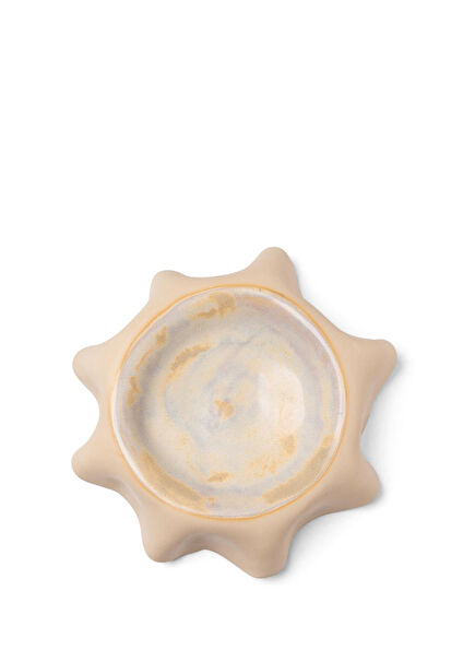 Bej Seramik Büyük Boy Pileli Tabak 17 cm