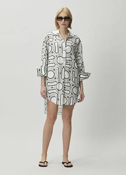 Tara Grey Patterned Mini Shirt Dress