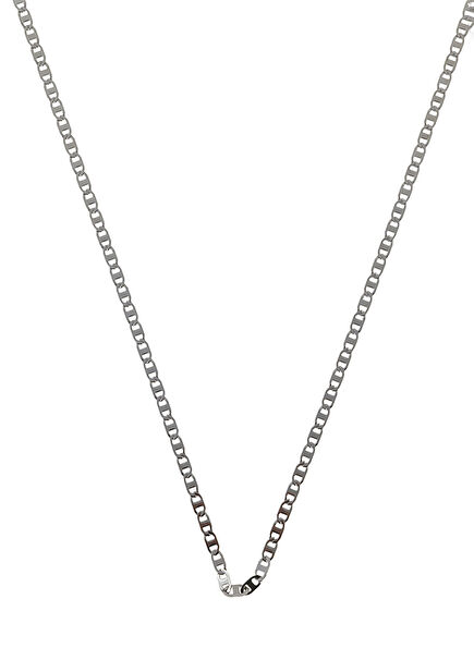 Bar Zincir Gümüş Kaplama Çelik Erkek Kolye