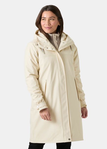 W Moss Ins Pu Cream Kapüşonlu  Kadın Yağmurluk Palto