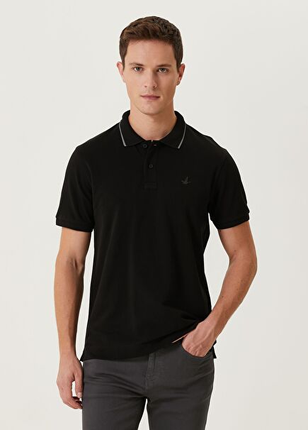 Slim Fit Siyah Polo Yaka Pike T-shirt